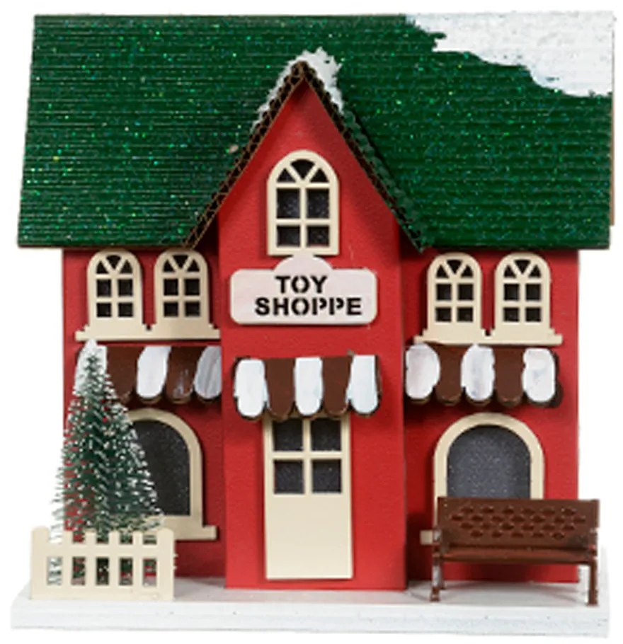 Casinha Decorativa de Natal com Led Vermelho 12,5x9 cm F04 - D'Rossi