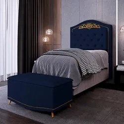 Cabeceira Cama Box Solteiro 90cm Com Calçadeira Baú Imperial J02 Velud