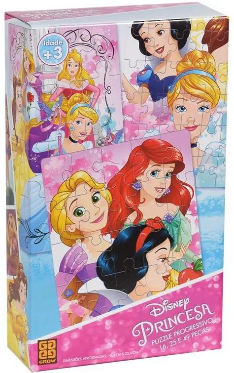 Puzzle Progressivo Princesas da Disney - 16, 25 e 49 peças - Grow