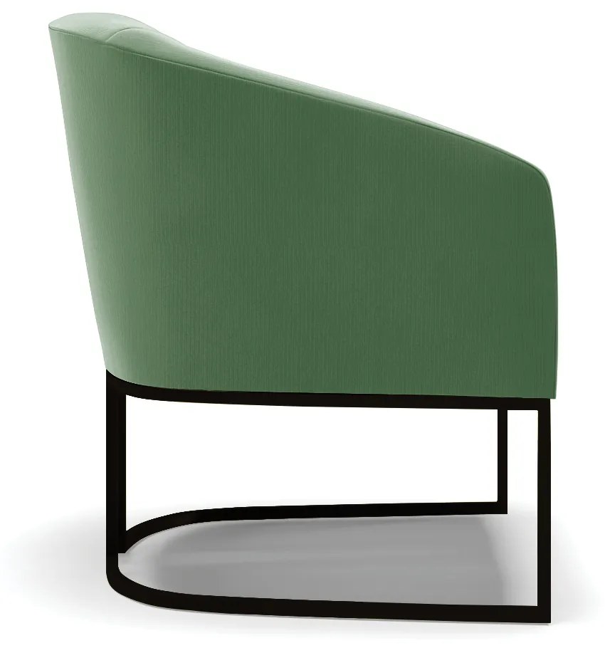 Poltrona Decorativa Base Industrial Preto Stella Suede Verde D03 - D'Rossi