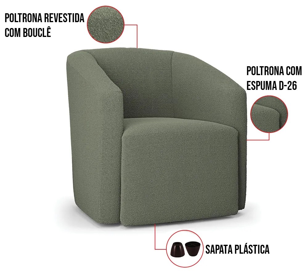 Poltrona Decorativa Orgânica Stella Max Bouclê D03 - D'Rossi - Menta