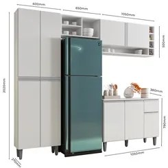 Cozinha Modulada Completa 230cm Com Balcão e Armário Aéreo Vanessa Bra