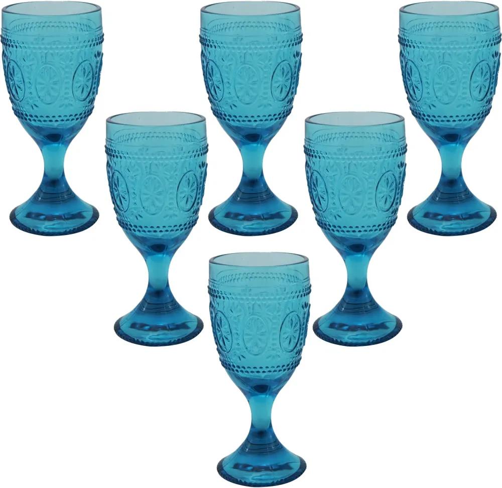 Jogo de Taças de Vinho em Cristal Azul