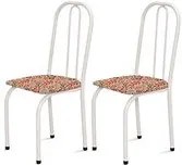 Cadeira Assento Reto 2 Peças 00101 Branco Floral Vermelho Archeli