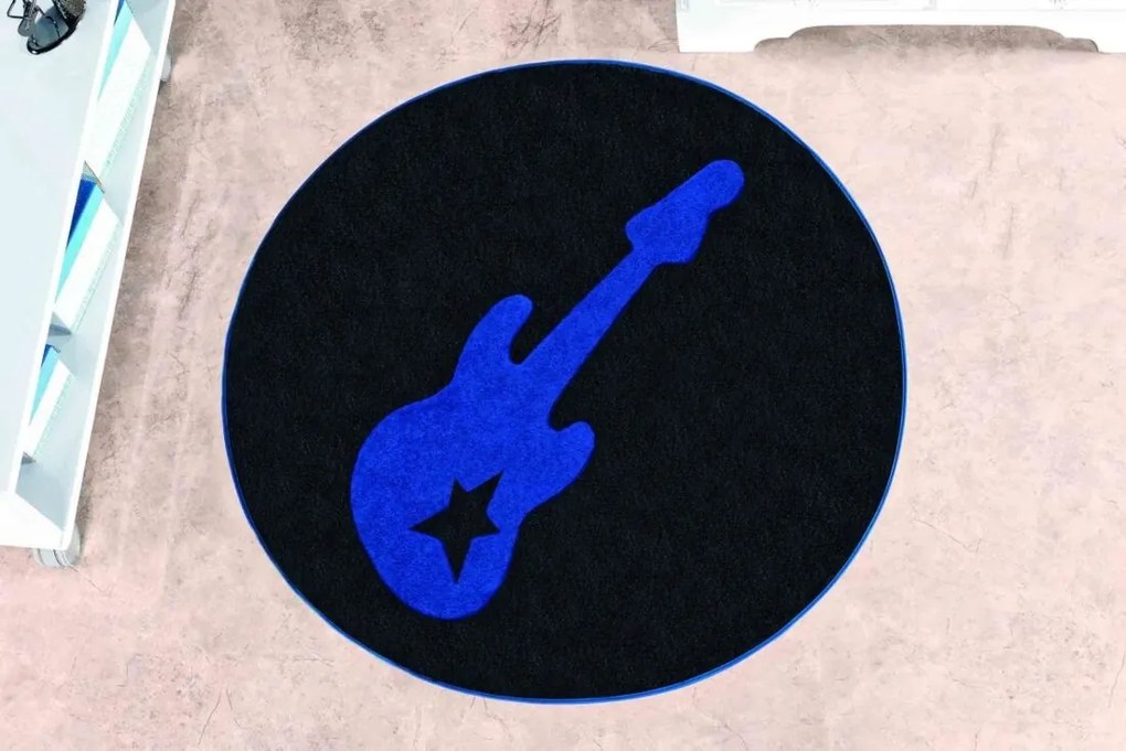Tapete Guga Tapetes De Pelúcia Guitarra Azul Royal