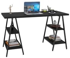 Mesa Escrivaninha Cavalete 135cm Estilo Industrial Prisma C08 Preto Ôn