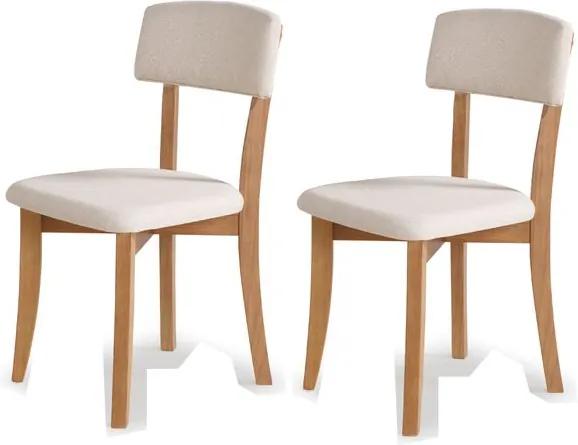 Kit 2 Cadeiras Clean com Assento e Encosto Estofados - Bege Claro