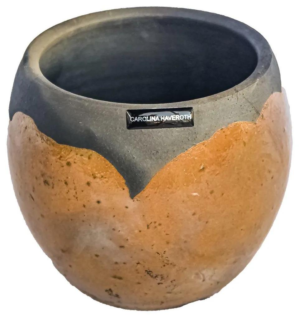 Vaso Casca de Ovo decorativo de cerâmica 11x11x11 - Raku Alto Brilho  Kleiner Schein