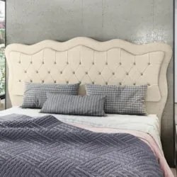 Cabeceira Casal Cama Box 140cm Oregon Z04 Linho Bege - Mpozenato