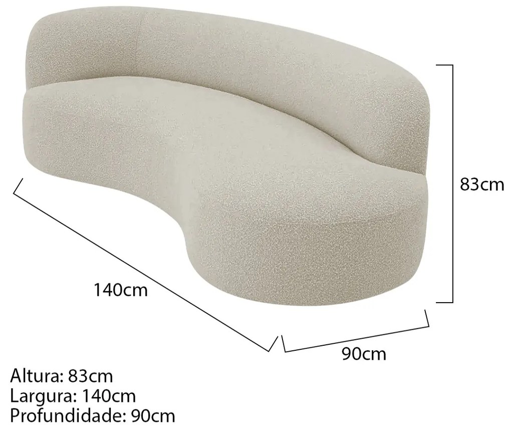 Divã Recamier Orgânico Tokyo 140cm Lado Direito Linho - ADJ Decor