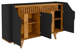 Buffet Aparador 4 Portas 160cm Melissa B02 Preto/Naturalle - Mpozenato