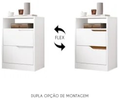 Mesa de Cabeceira com Gavetas Kit 2 Sole Flex Branco/Nature - Albatroz