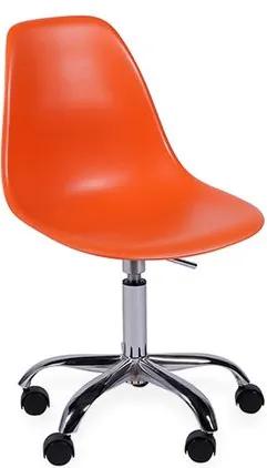 Cadeira Decorativa Cromada com Rodízios, Laranja, Eames