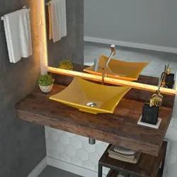 Cuba Pia de Apoio para Banheiro Retangular Luxo 38 C08 Amarelo - Mpoze