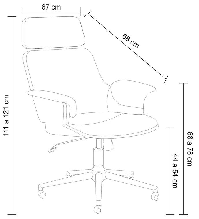 Cadeira de Escritório Home Office Decorativa Casemiro PU c/Regulagem de Altura Base Giratória Preto G56 - Gran Belo