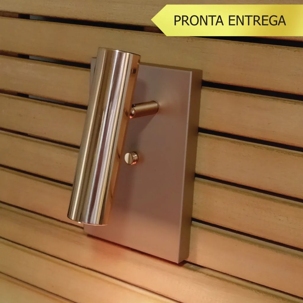 Arandela Foco Articulado 12X16Cm 01Xmr11 Com Interruptor - Qimporta Ar... (CHAMPANHE / DOURADO BRILHO)