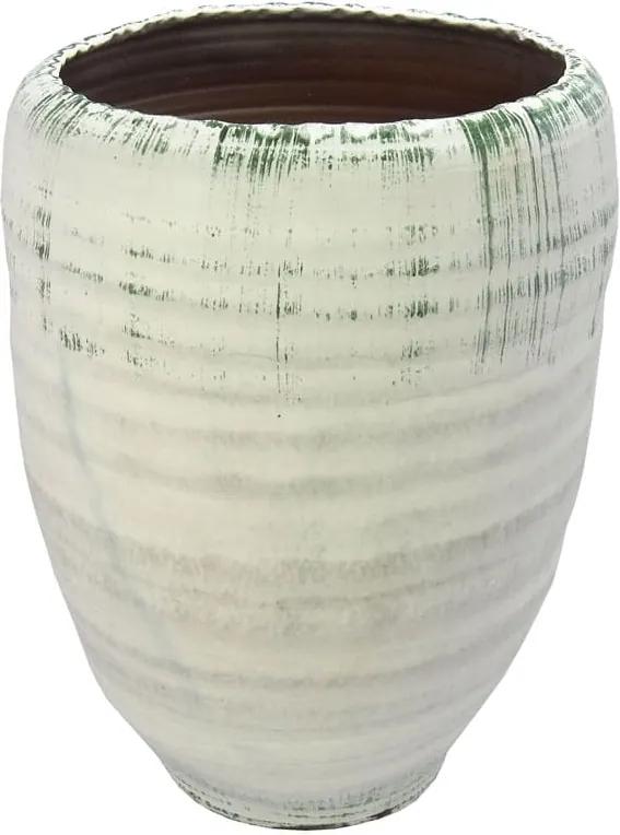 Vaso Decorativo em Cerâmica Branco com Verde - 60x39cm