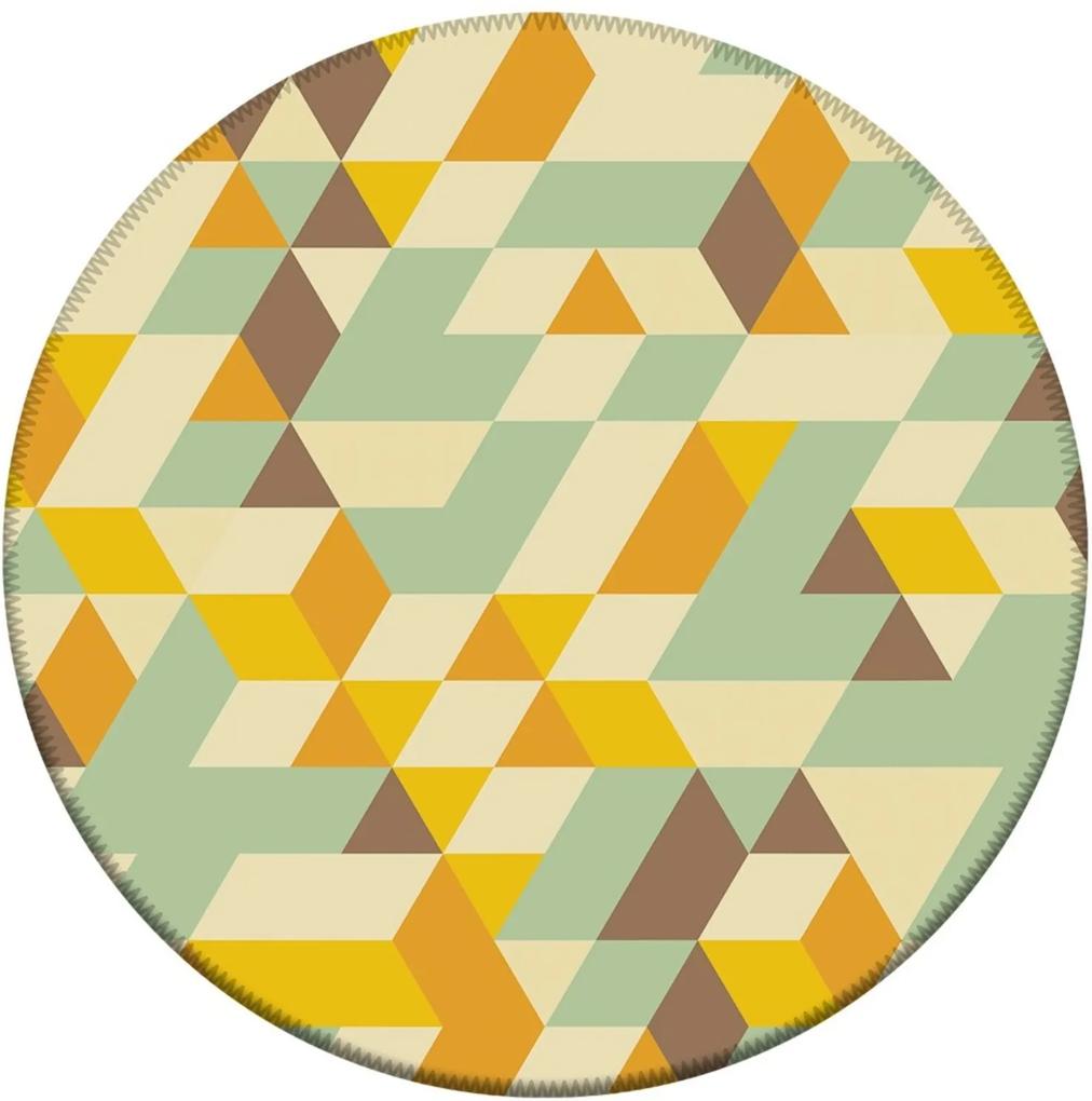 Tapete Love Decor Redondo Wevans Illusion Triângulos Amarelo 84cm