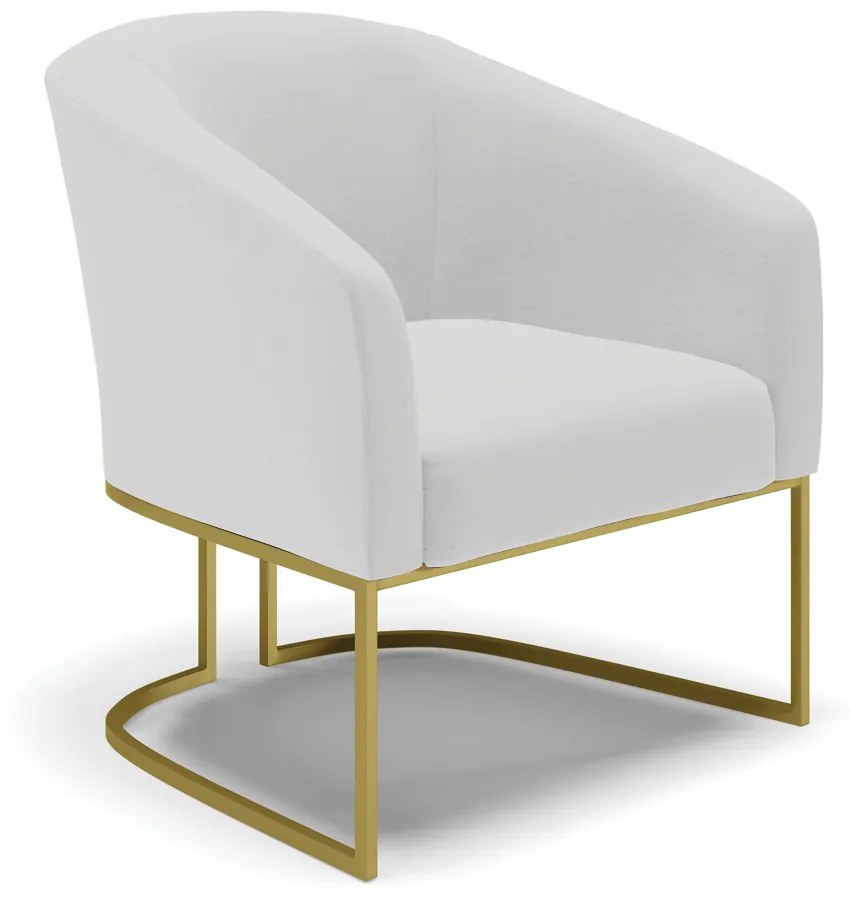 Cadeira Sala de Jantar Base Industrial Dourado Stella Linho D03 - D'Rossi - Cinza