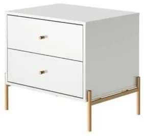 Mesa Cabeceira Jasper Branco Gloss Base Dourado - 69753 Sun House