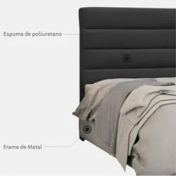 Cabeceira Casal Queen 160cm Greta Suede Liso Preto Z51 - Mpozenato