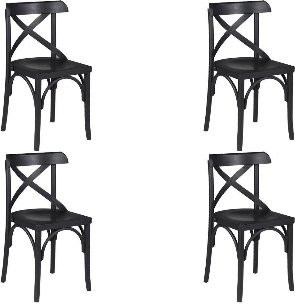 Kit 4 Cadeiras Decorativas Crift Preto - Gran Belo