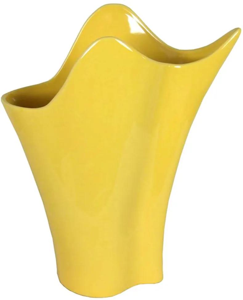 Vaso Waves Amarelo Grande em Cerâmica - Urban - 44,4x34,4 cm
