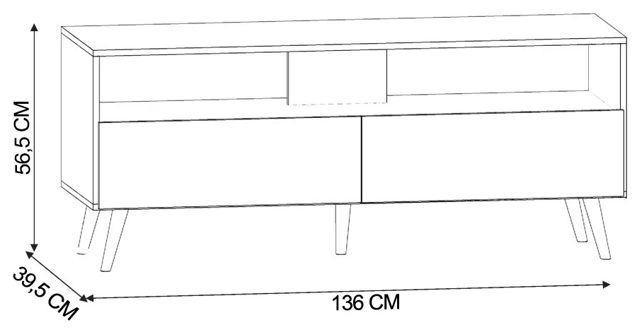 Rack para Sala Bancada de TV 55 Pol 136cm Pés Retrô Billy Preto M12 - D'Rossi