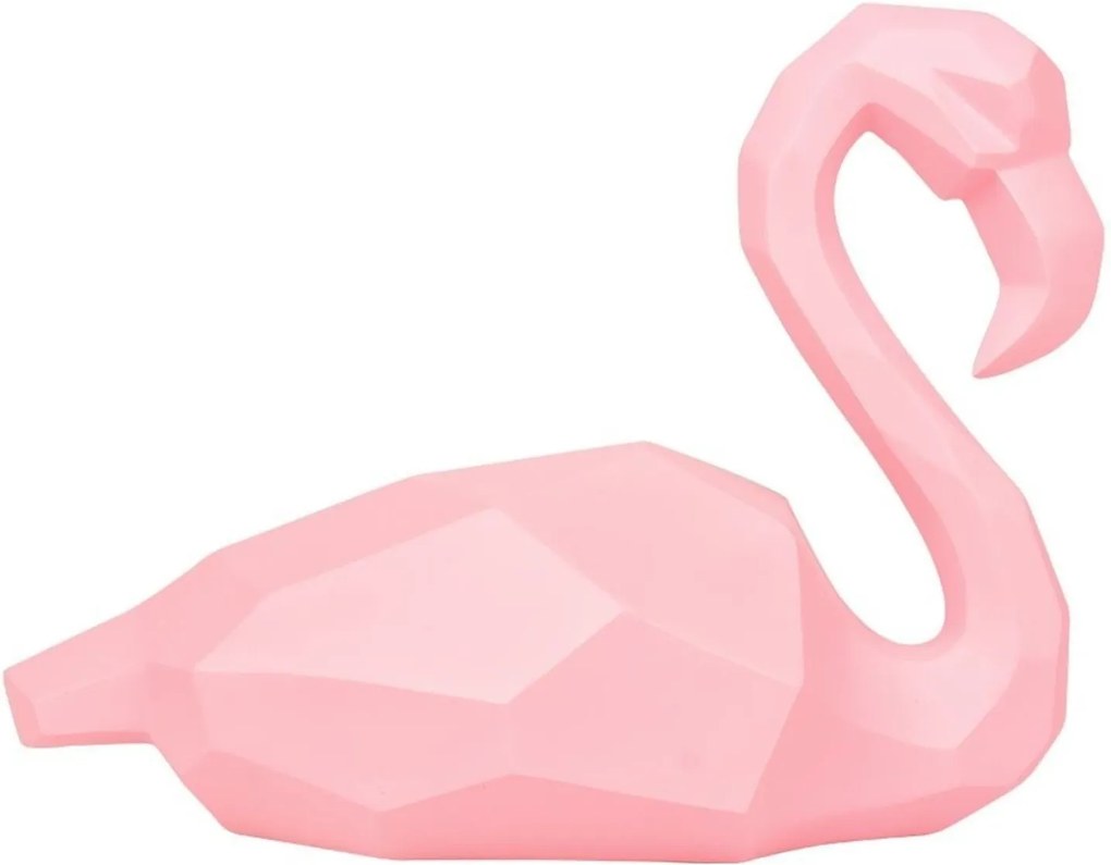 Enfeite Flamingo Sentado Geométrico Grande Em Resina