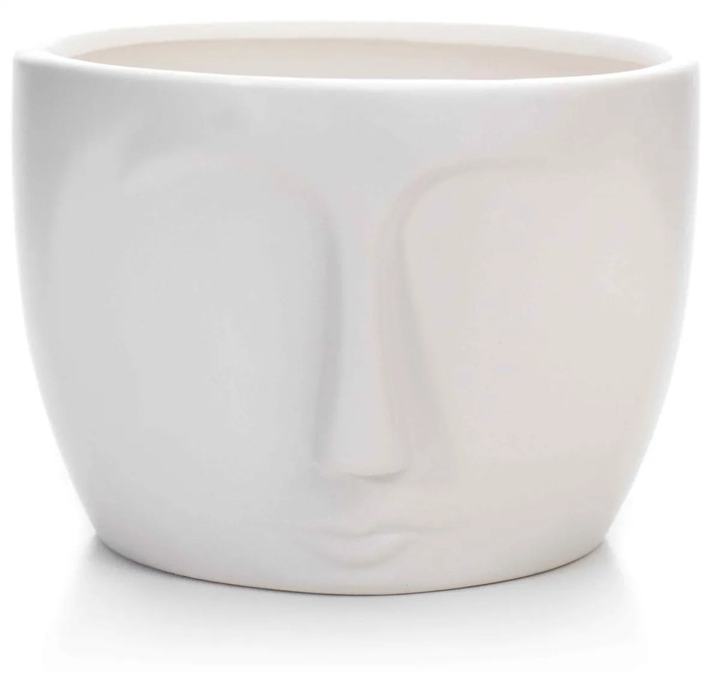 Vaso Decorativo Rosto em Cerâmica Branco 11x15,5 cm - D'Rossi