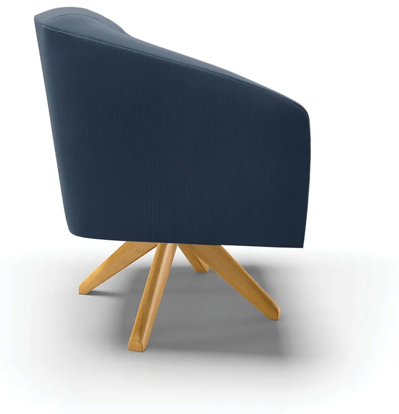 Poltrona Decorativa Giratória MA30 Stella Suede D03 - D'Rossi - Azul Marinho