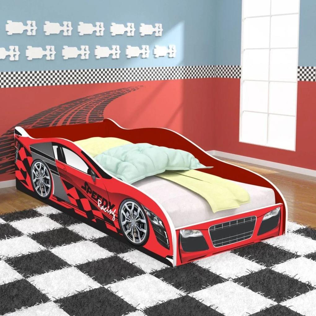 Cama Infantil / Mini Cama Infantil Carro Speedy Racing New 150x70 cm  - Vermelho/ Vermelho - RPM Móveis