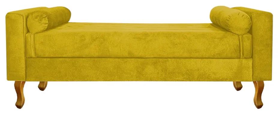 Recamier Baú Félix Queen Size 160cm Suede Amarelo - ADJ Decor
