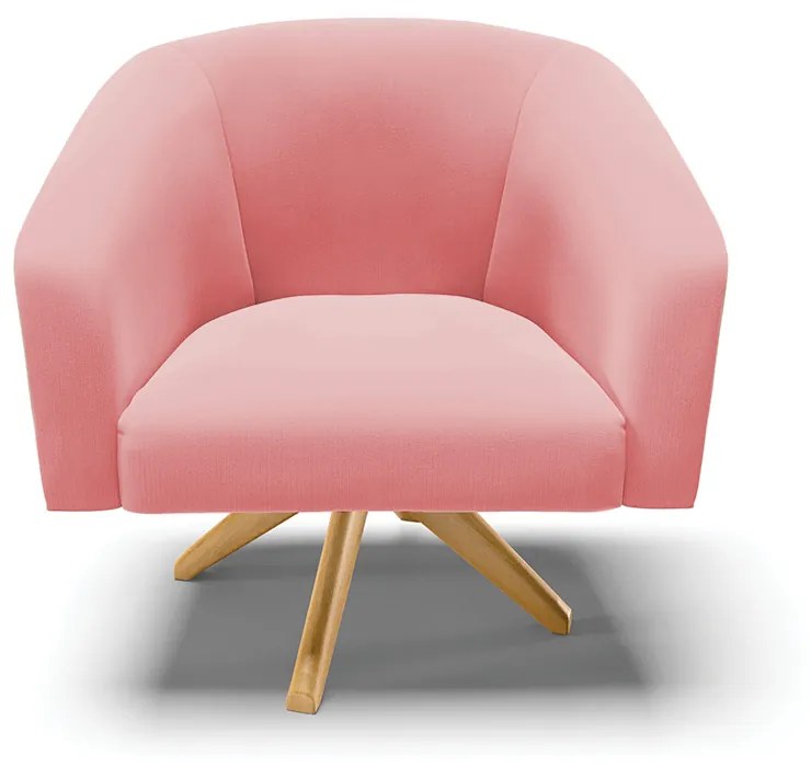 Poltrona Decorativa Giratória MA30 Kit 2 Stella Suede D03 - D'Rossi - Rose