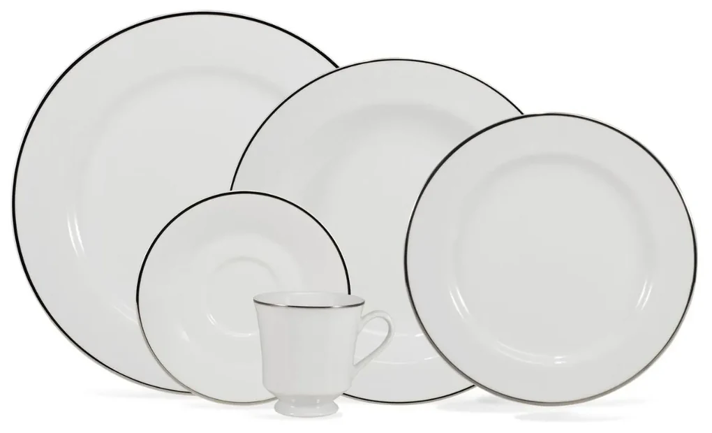 Aparelho Jantar, Chá e Café 42 Peças Porcelana Schmidt - Dec. Maitê 2264 -  SCHMIDT