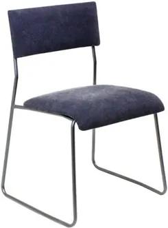 Cadeira Bertoia 55cm em Aço Carbono, Tecido e PU Azul Forte