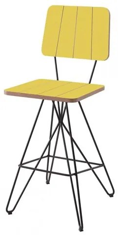Banqueta Costinha Amarela Base Estrela Preta 1,00 MT - 49706 Sun House
