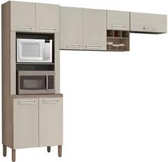 Cozinha Compacta Ametista 8 Portas Composição 3 Nogal/Arena - Kit's Pa