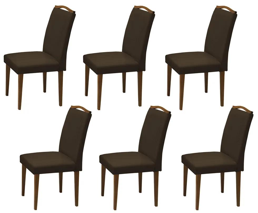 Conjunto 6 Cadeiras Decorativa Lorena Veludo Marrom
