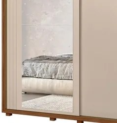 Guarda Roupa Casal com Espelho 221cm Portas Flex Milena A02 Avelã/Fend