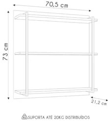 Prateleira Industrial Cozinha Tripla com Painel Flora M24 Freijó/Branc