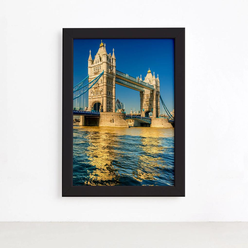 Quadro Cidades Londres Tower Bridge Moldura Preta 33x43cm