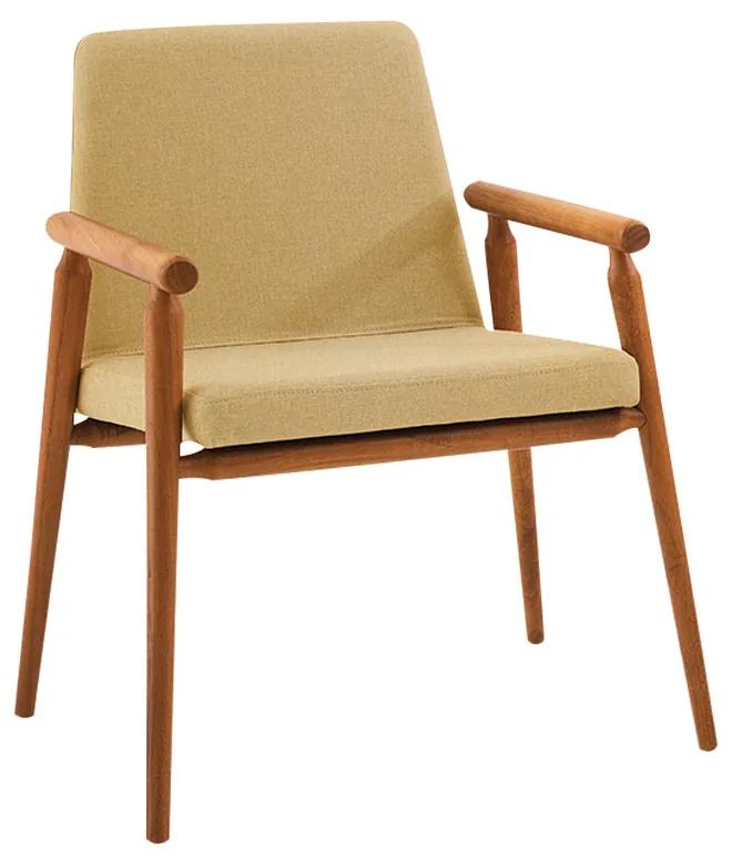 Cadeira Decorativa Sala de Jantar Sidnei Linho Amarelo G17 - Gran Belo