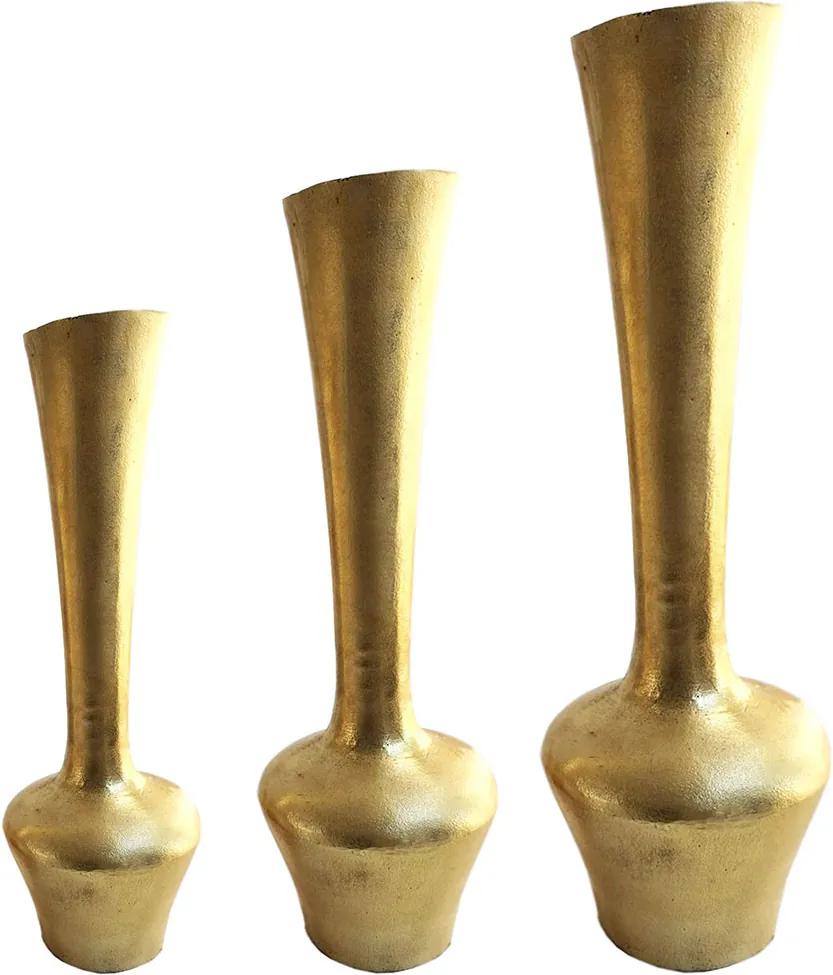 Conjunto de Vasos Em Alumínio Dourado Brilhante Régulus