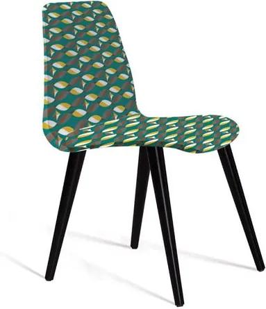 Cadeira Estofada Eames em Suede com Pés Palito - Colorido Verde