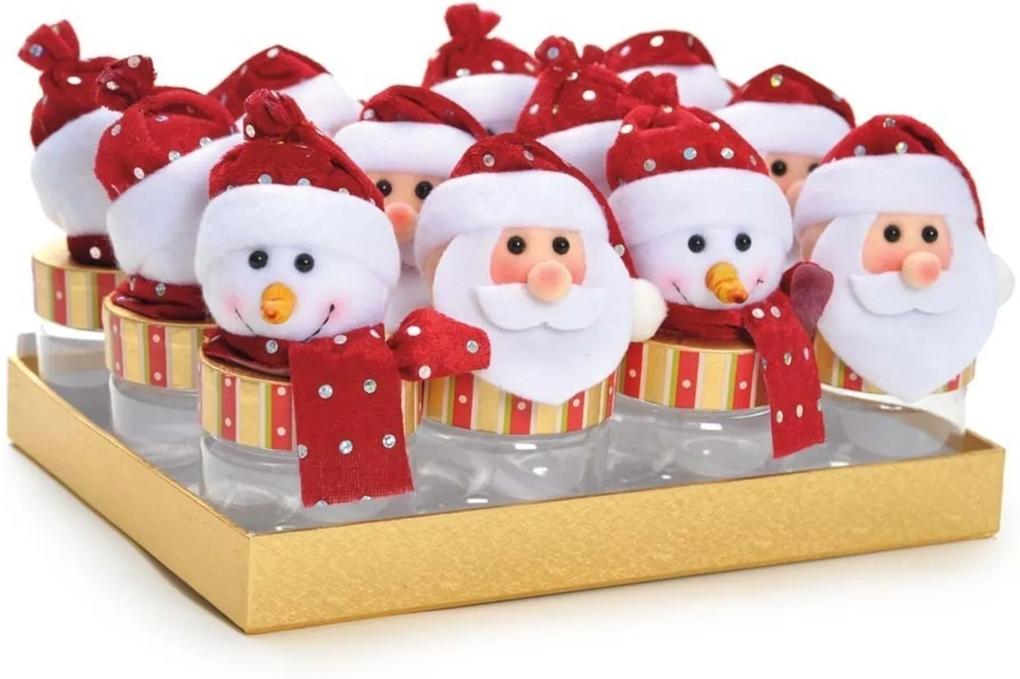 Mini Potes Papai Noel Boneco De Neve Vermelha