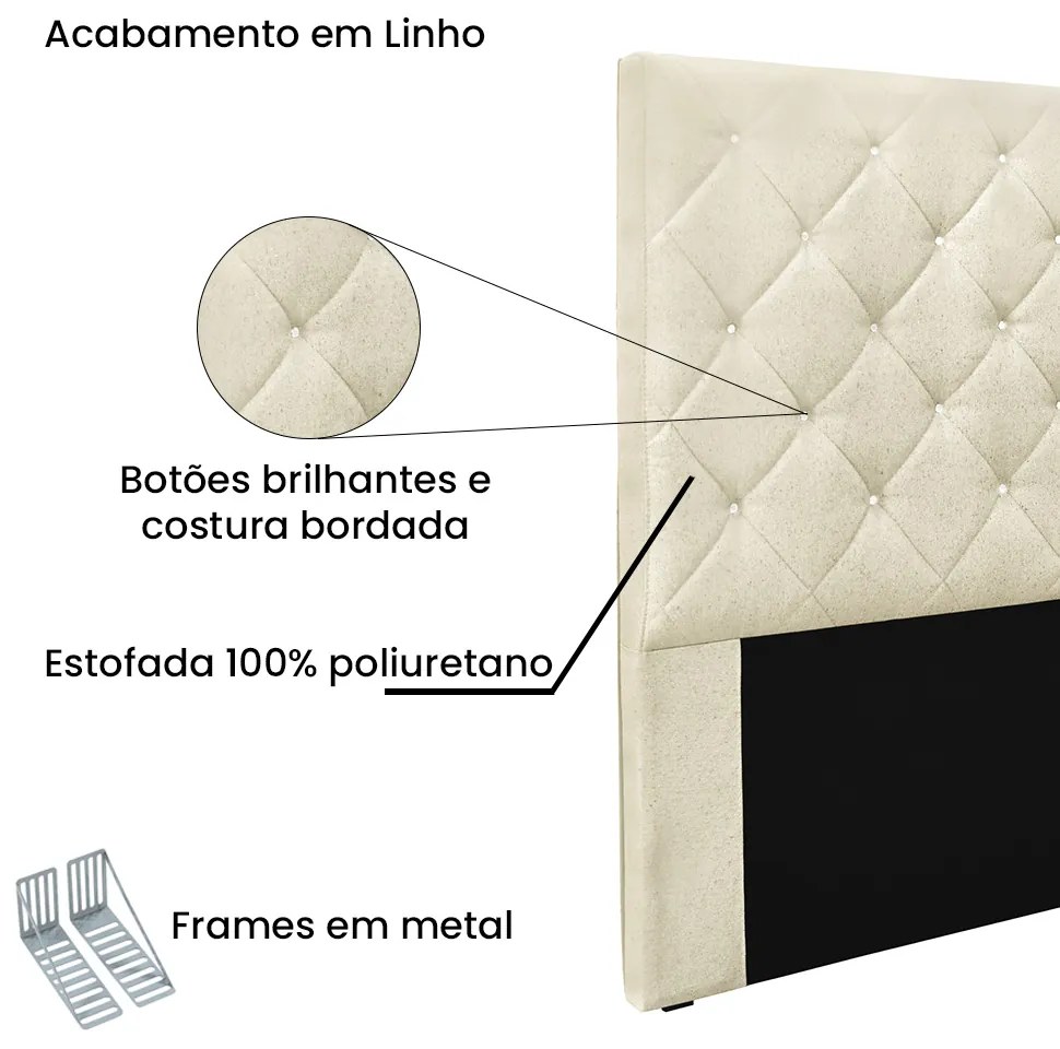 Cabeceira Cama Box Solteiro 90 cm Tania Linho S04 - D'Rossi - Perola