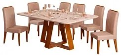 Mesa de Jantar Kiara 160cm Com 6 Cadeiras Yasmin D04 Freijó/Veludo Kra