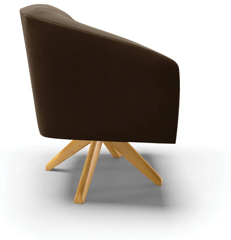 Poltrona Decorativa Giratória MA30 Stella Suede D03 - D'Rossi - Marrom