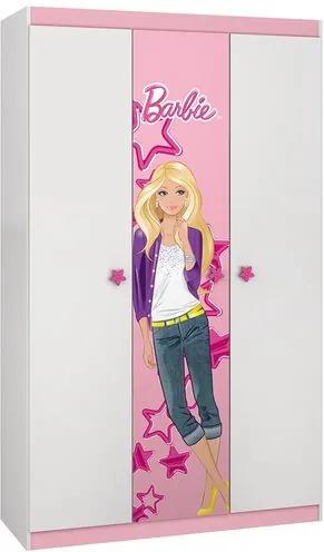 Guarda Roupa Infantil Barbie Happy com 3 portas Branco/Rosa - Pura Magia